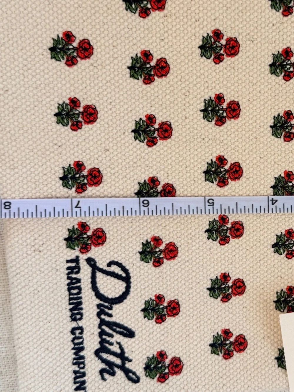 NWT Duluth Trading Co Canvas Embroidered Floral Zip Pouch 8x12